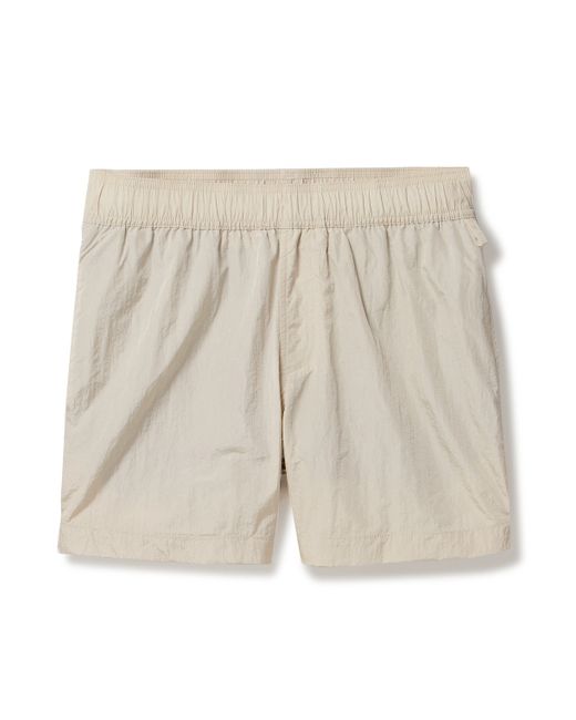 Onia Straight-Leg Mid-Length Crinkled Swim Shorts