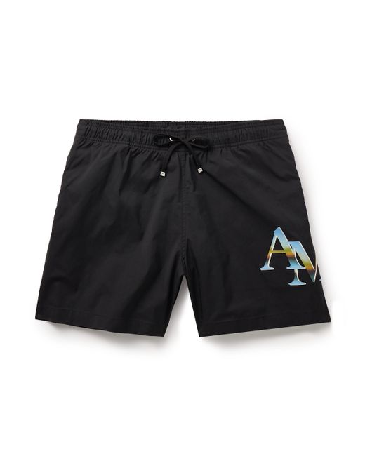 Amiri Straight-Leg Mid-Length Logo-Print Swim Shorts