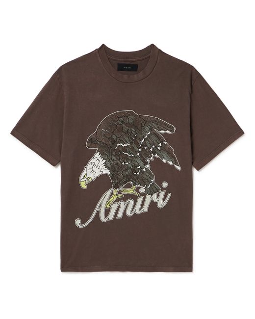 Amiri Eagle Glittered Logo-Print Cotton-Jersey T-shirt