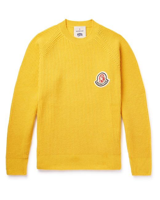 Moncler Genius Billionaire Boys Club Logo-Appliquéd Ribbed Wool and Cashmere-Blend Sweater