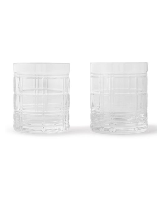 Ralph Lauren Home Hudson Plaid Set of Two Double Old Fashioned Crystal Glasses
