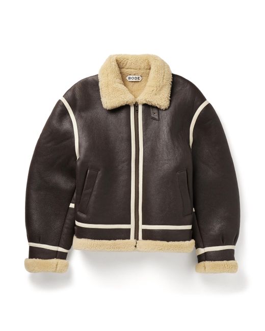 Bode Leather-Trimmed Shearling Jacket