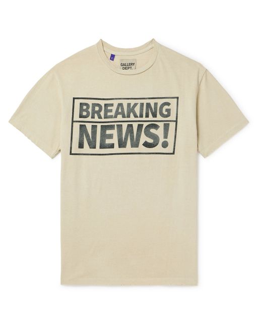 Gallery Dept. Gallery Dept. Breaking News Distressed Printed Cotton-Jersey T-Shirt