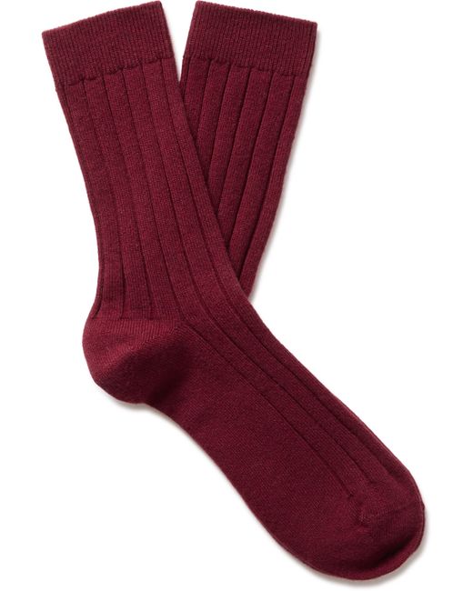 Johnstons of Elgin Ribbed Cashmere-Blend Socks