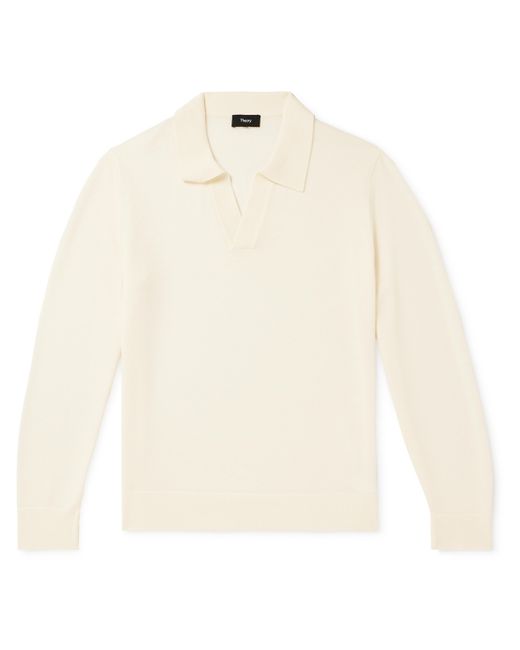 Theory Briody Open-Collar Merino Wool-Blend Polo Shirt