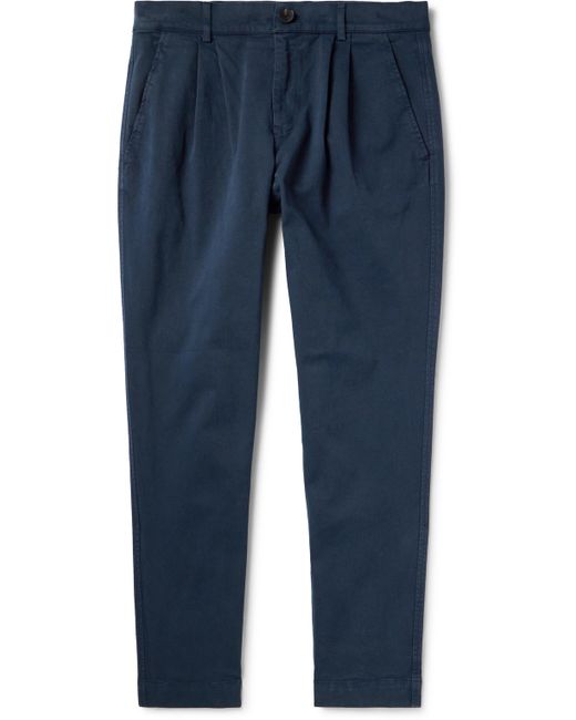 Mr P. Mr P. Tapered Pleated Garment-Dyed Cotton-Blend Twill Trousers