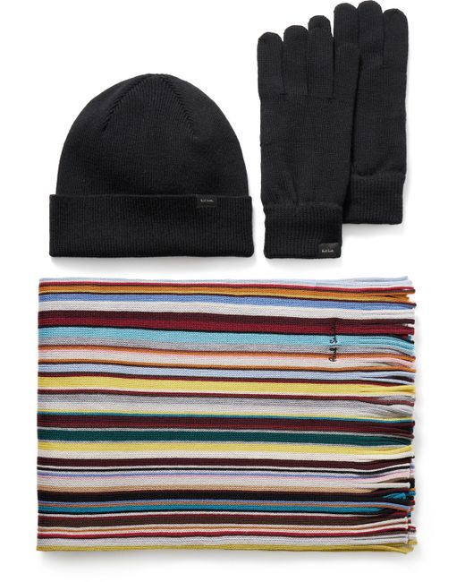 Paul Smith Wool Scarf Beanie and Gloves Set