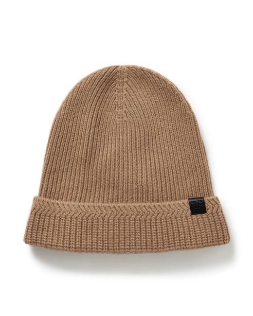 Tom Ford Leather-Trimmed Ribbed Wool and Cashmere-Blend Beanie