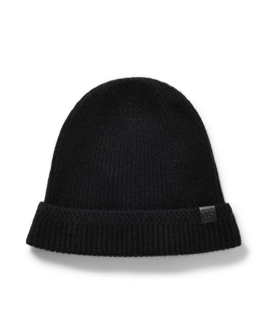 Tom Ford Leather-Trimmed Ribbed Wool and Cashmere-Blend Beanie