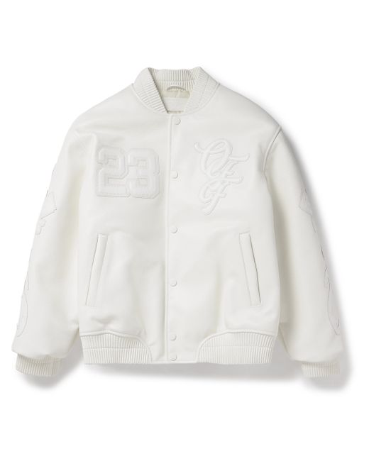 Off-White Natlover Oversized Logo-Appliquéd Full-Grain Leather Varsity Jacket