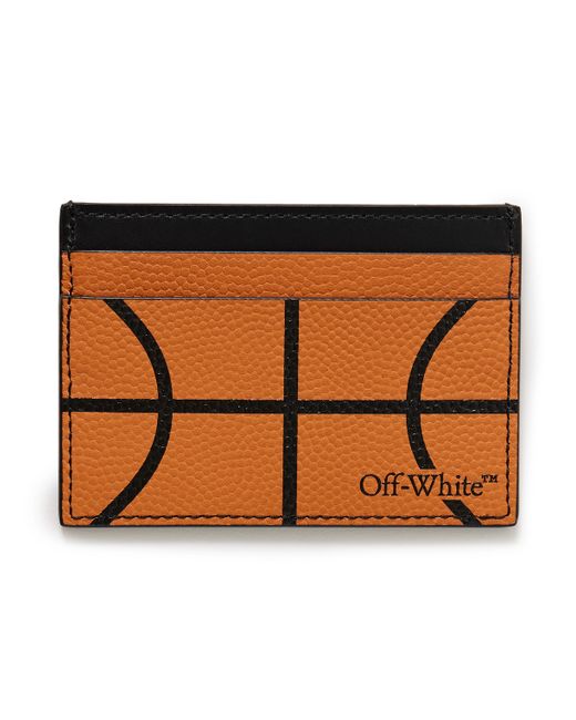 Off-White Basketball Logo-Print Full-Grain Leather Cardholder