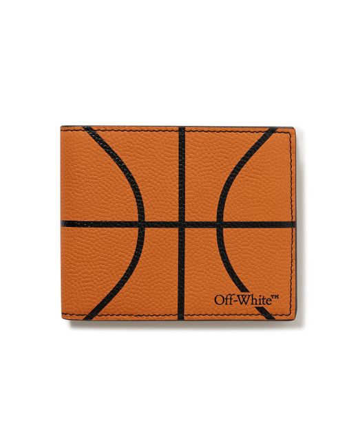 Off-White Basketball Logo-Print Full-Grain Leather Billfold Wallet