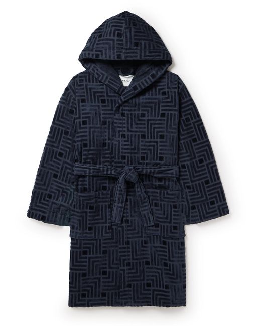Nn07 3450 Belted Cotton-Jacquard Hooded Robe