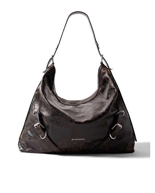 Givenchy Voyou XL Crackled-Leather Messenger Bag