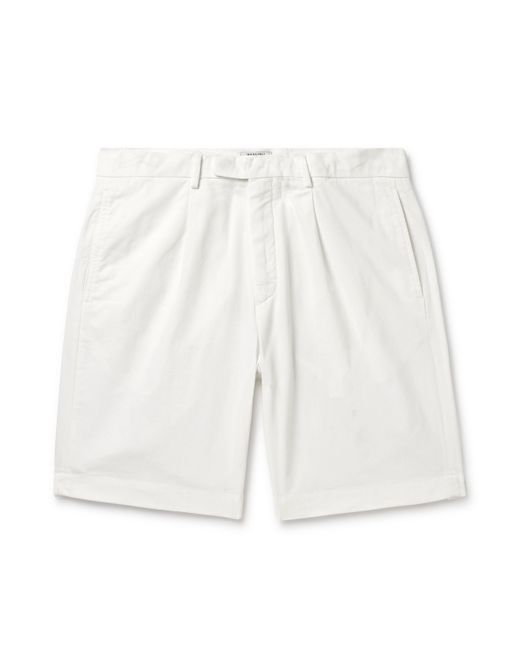 Boglioli Straight-Leg Pleated Cotton-Blend Twill Bermuda Shorts