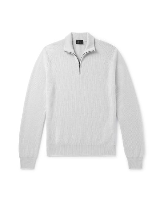 Brioni Ribbed Cashmere Wool and Silk-Blend Half-Zip Sweater