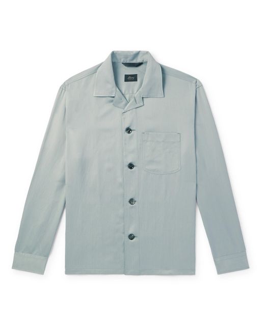 Brioni Camp-Collar Silk and Linen-Blend Twill Overshirt