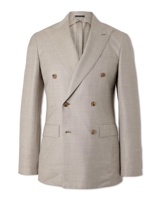 Brioni Double-Breasted Wool and Silk-Blend Twill Suit Jacket