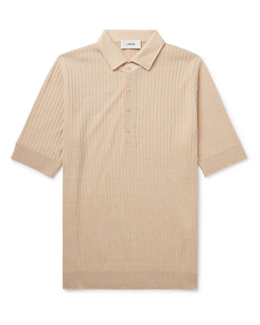 Lardini Slim-Fit Ribbed Linen and Cotton-Blend Polo Shirt