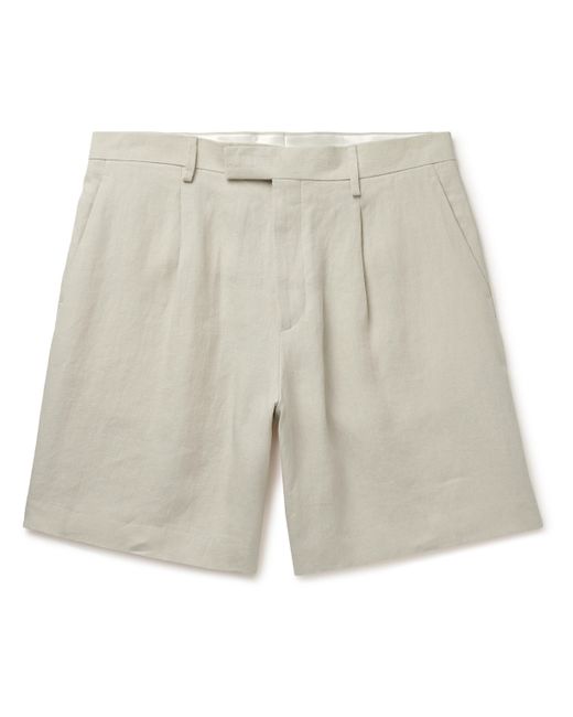 Lardini Straight-Leg Pleated Linen Shorts