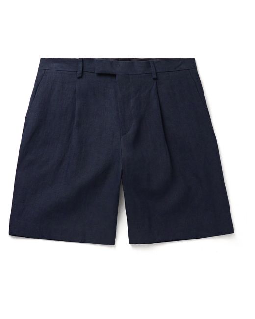 Lardini Wide-Leg Pleated Linen Bermuda Shorts