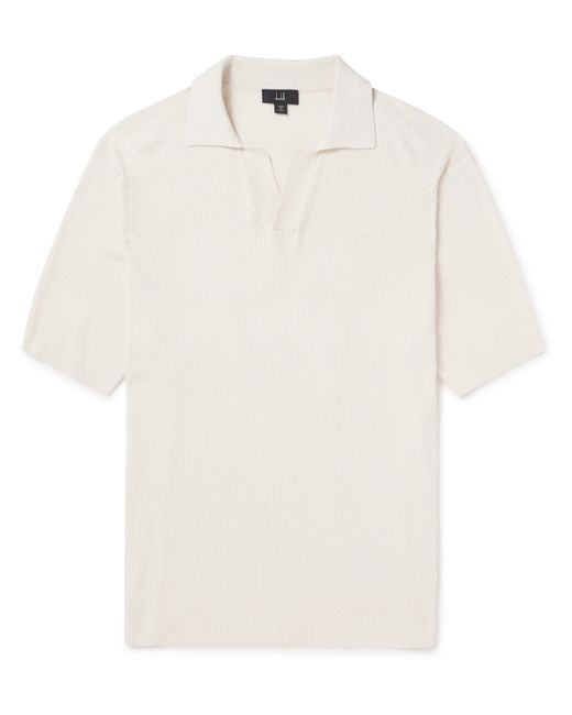 Dunhill Ribbed Mulberry Silk and Cotton-Blend Polo Shirt