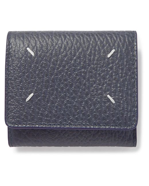 Maison Margiela Logo-Embroidered Full-Grain Leather Billfold Wallet