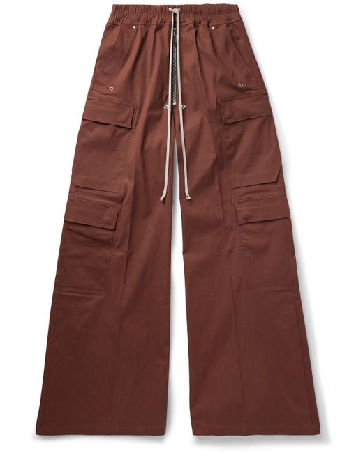 Rick Owens Wide-Leg Cotton-Blend Drawstring Cargo Trousers