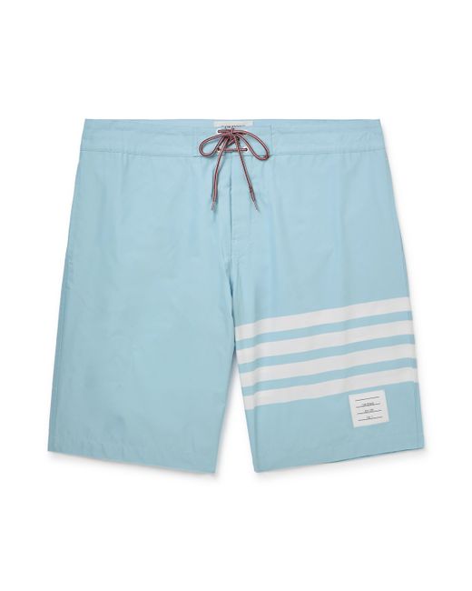 Thom Browne Straight-Leg Long-Length Logo-Appliquéd Striped Swim Shorts