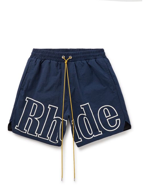 Rhude Straight-Leg Logo-Print Nylon Drawstring Shorts