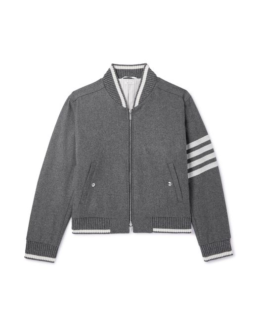 Thom Browne Striped Wool and Cashmere-Blend Zip-Up Bomber Jacket
