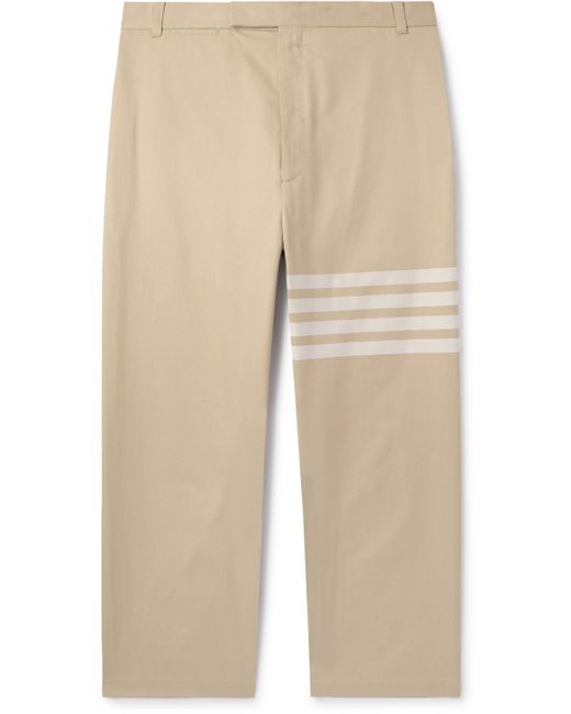 Thom Browne Straight-Leg Cropped Striped Cotton-Twill Trousers