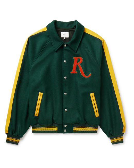 Rhude Striped Logo-Appliquéd Wool-Blend Felt Varsity Jacket