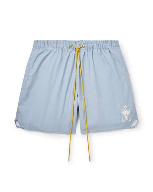 Rhude Straight-Leg Mid-Length Logo-Embroidered Swim Shorts