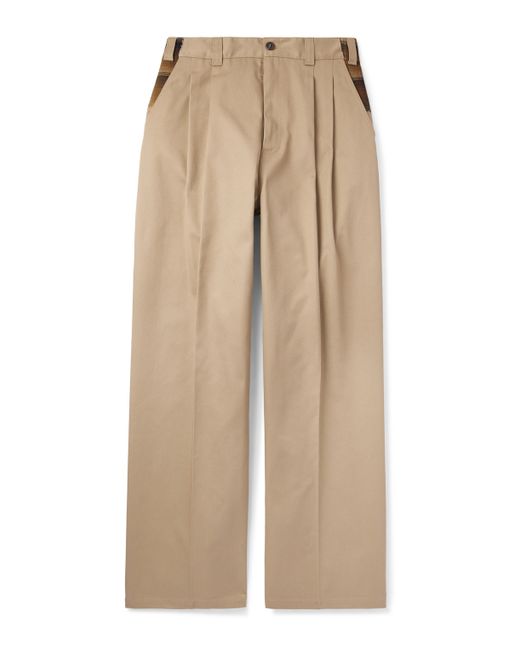 Maison Margiela Pendleton Skater Wide-Leg Pleated Panelled Twill and Checked Virgin Wool Trousers