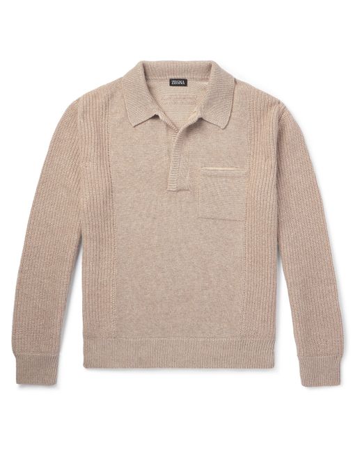Z Zegna Ribbed Silk Cashmere Cotton and Linen-Blend Sweater