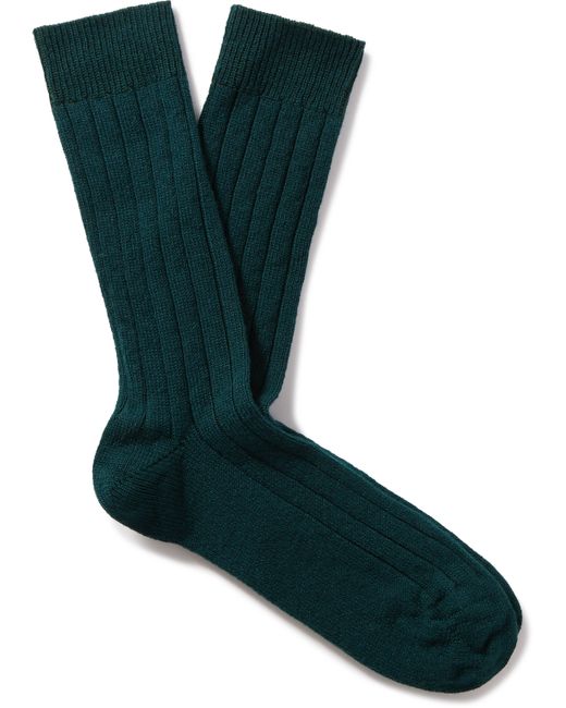 William Lockie Ribbed Cashmere-Blend Socks
