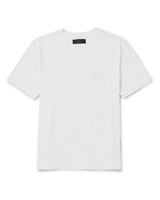 Amiri Shotgun Logo-Print Distressed Cotton-Jersey T-Shirt