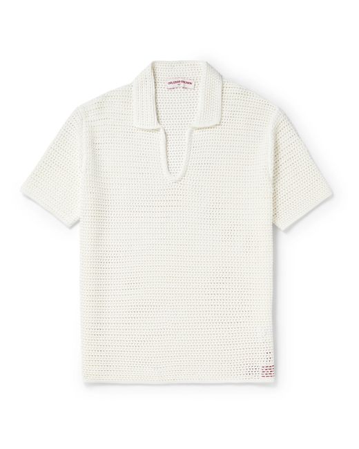 Orlebar Brown Batten Crocheted Cotton Polo Shirt