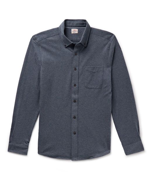 Faherty Button Down-Collar Houndstooth Cotton Shirt