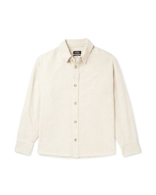 A.P.C. . Logo-Embroidered Cotton and Linen-Blend Corduroy Overshirt