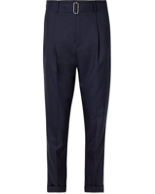 Officine Generale Hugo Tapered Belted Wool Suit Trousers