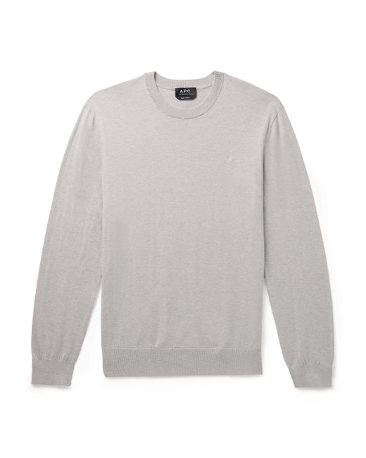 A.P.C. . Julio Logo-Embroidered Cotton and Cashmere-Blend Sweater