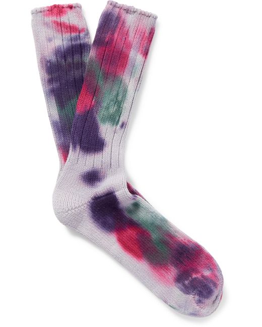 Anonymous Ism Scatter Dye Tie-Dyed Ribbed Cotton-Blend Socks