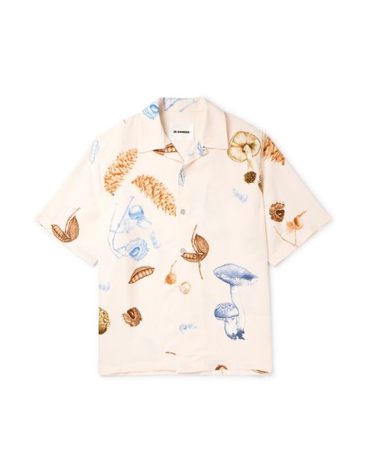 Jil Sander Convertible-Collar Printed Woven Shirt