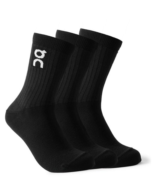 On Three-Pack Logo-Jacquard Stretch Organic Cotton-Blend Socks