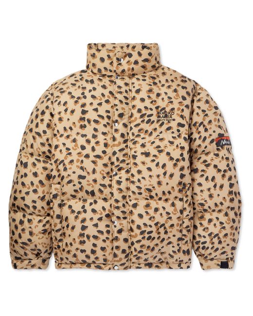 Wacko Maria Nanga Logo-Embroidered Leopard-Print Quilted Shell Down Jacket