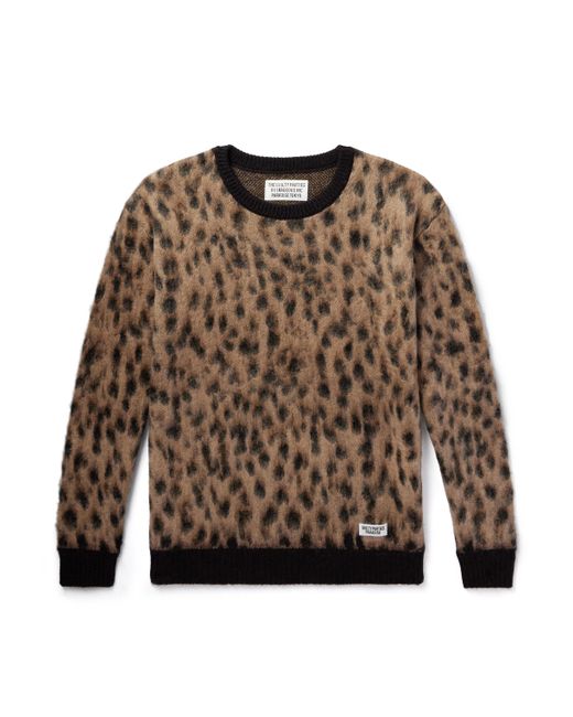 Wacko Maria Leopard-Jacquard Knitted Sweater