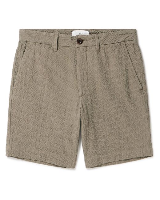 Mr P. Mr P. Slim-Fit Straight-Leg Stretch-Cotton Seersucker Shorts