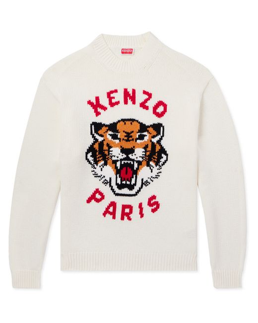 Kenzo Lucky Tiger Logo-Jacquard Cotton-Blend Sweater